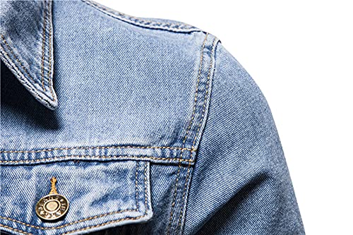 Denim Jacket Men, Men's Denim Trucker Jacket Cowboy Motorcycle Slim Casual Outerwear Button Down Jean Jackets Coat4