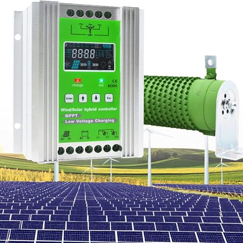 Wind Turbine Solar Hybrid Charge System, MPPT Hybrid Charge Controller 12V 24V 48V, Wind Turbine Solar Panel Power Controller Dump-load, With LCD Screen(Wind: 300W+Solar: 500W; 12V/24V)