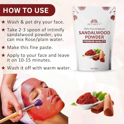 Image of INTIMIFY Sandalwood Powder For Face Pack, Chandan Powder 200g (Pack of 2)