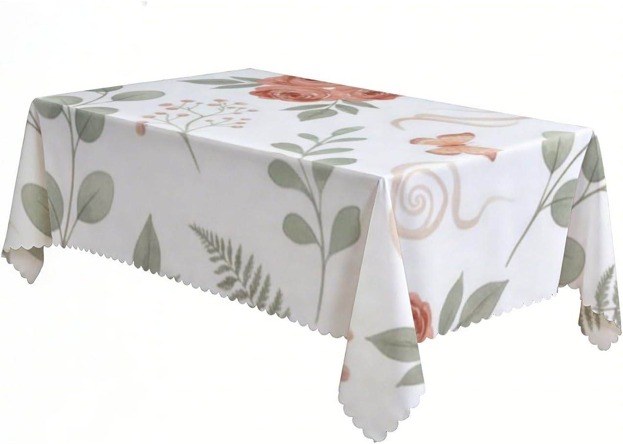 Hydrangea Leaf Print Table Cover 60x120 in, Reusable Fun Coffee Table Cover, 4Th Birthday Decorations Girl Elegant Cloth Rectangle for Seasonal Party Farm Party