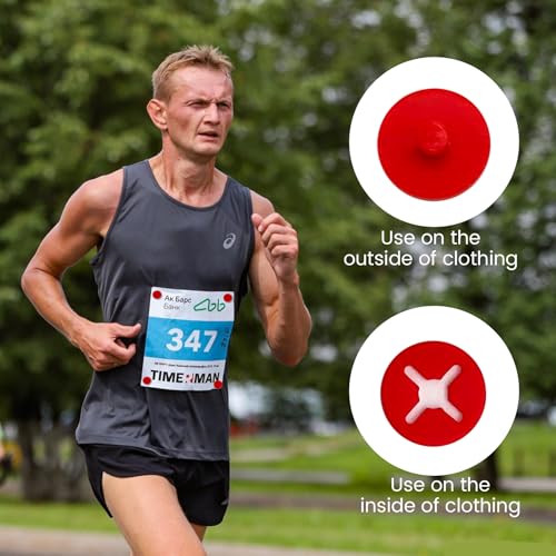 PEKLLOCY 32 PCS Startnummernhalter, Marathon Zubehör, Leichtathletik Zubehör, Reusable Startnummernband, No Holes, Leichtathletik Zubehör, Perfect for Runners,4 Colours