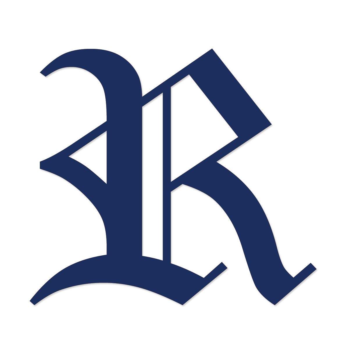 Applicable Pun Old English Letter R - Vinyl Decal for Outdoor Use on Cars, ATV, Boats, Windows and More - Dark Blue (Navy) 8 Inches Tall