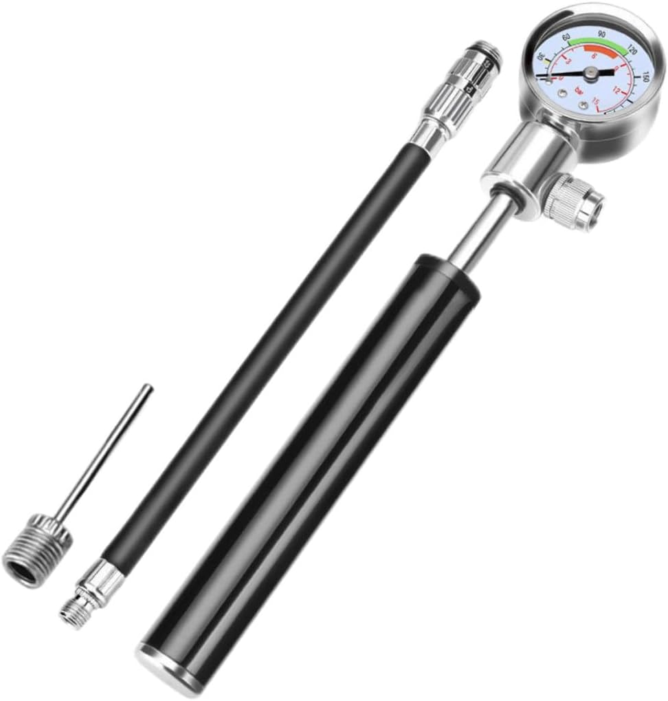 Portable High Pressure Bike Pump with Gauge for Mountain and Road Bikes Handheld Air Inflator with French and Compact Frame-mountable Tire Pump for Outdoor Cycling