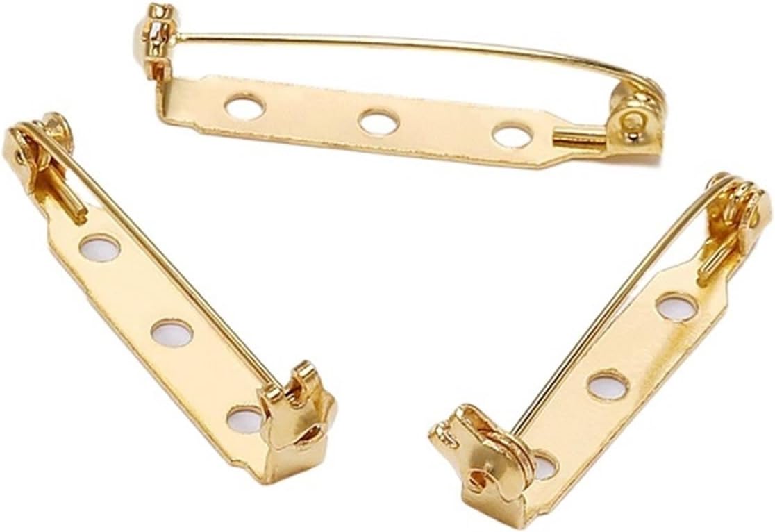 Back Clasp Brooch pin badges50pcs 20/25/32/38mm Pins Brooch Base Backs Clasp Badge Holder Brooch for DIY Jewelry Making (Color : Gold, Size : 38mm) (Color : Gold, Size : 20mm)