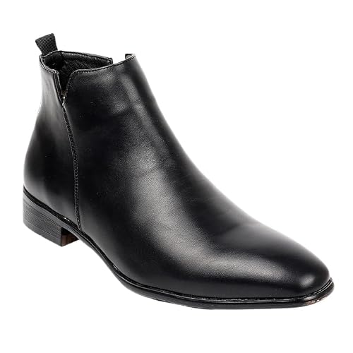 JXpxbao Herrenmode Reißverschluss Chelsea Stiefel Herren-Motorradstiefel Combat Casual Dress Boot Für Männer (Schwarz,42)