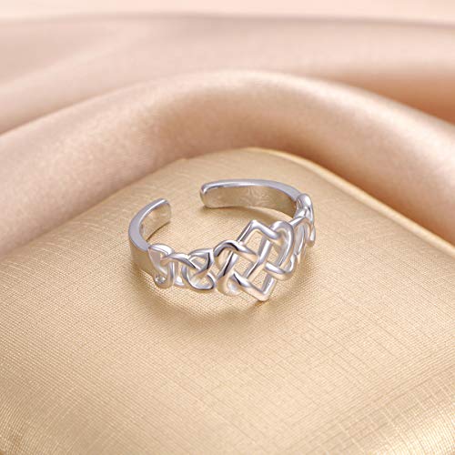 Celtic Knot Heart Ring 925 Sterling Silver Adjustable Wedding Band Stackable Rings For Women Size 7 #TOP4