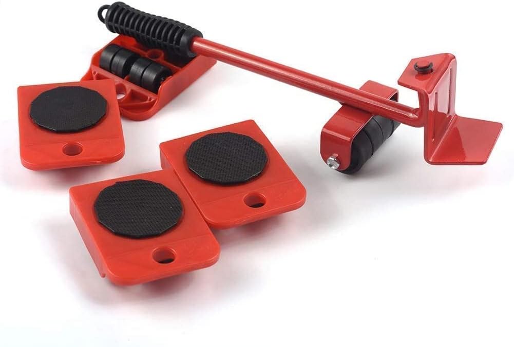 Shyam Export Carbon Steel Furniture Lifter With Heavy Duty Roller Pads with 150kg capacity To Move Shift Sofas Couches Refrigerators And More In 360ยฐ Directions Easily And Safely, Red
