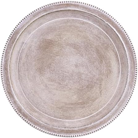 Farmhouse Rustic Coffee Table Tray for Home Decor, Round Wooden P...