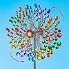 Collections Etc 5-Foot Tall Rainbow Double-Sided Wind Spinner With Stake - Garden Yard Decor