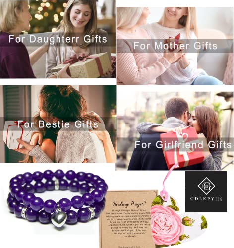 Healing Bracelets For Women - Amethyst Bracelet - Healing Prayers Crystal Bracelet, 8Mm Natural Stone Anti Anxiety Stress Relief Yoga Beads Get Well Soon Gifts #TOP6