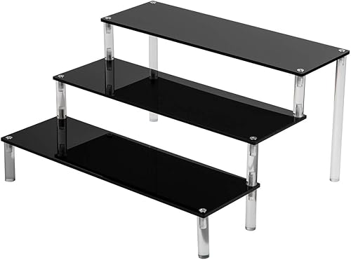 Miniatura 7 de BYCY Estante de exhibición de acrílico transparente, soporte de postres de 3 niveles, elevadores de exhibición de cupcakes de 3 niveles para