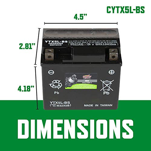 Image of Interstate Batteries YTX5L-BS Powersports Battery 12V 4Ah 80CCA AGM