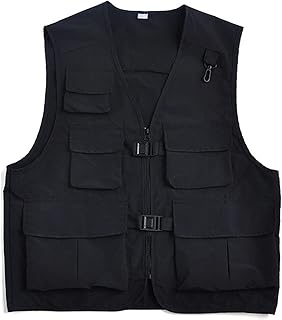 Chaleco tipo cargo para hombre, casual, ligero, para el trabajo al aire libre, sin mangas, con múltiples bolsillos, clás...