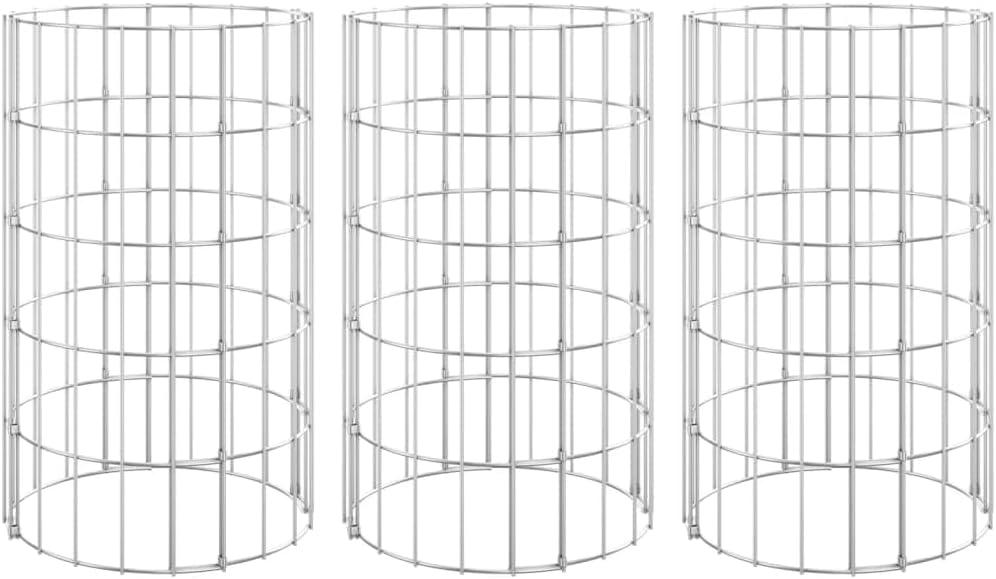 Circular Galvanized Steel Raised Garden Bed Medium 11.8 x 19.7 in, Silver Outdoor Planter Box Kit for Flowers Herbs Vegetables, Easy Assembly Gabion Planter for Patio Yard Balcony