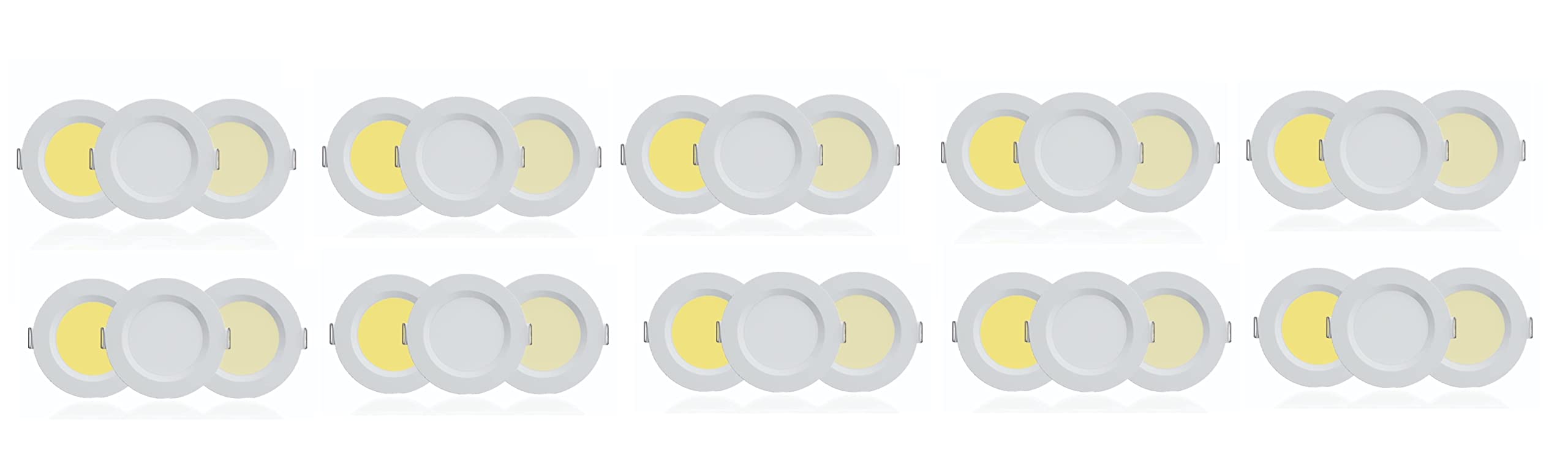 vNortek Trisa 7W LED Downlight | 3-IN-1 COLOUR CEILING LIGHT | Energy-Efficient False Ceiling Light for Home Décor | WarmWhite/CoolWhite/NeutralWhite | Pack of 10