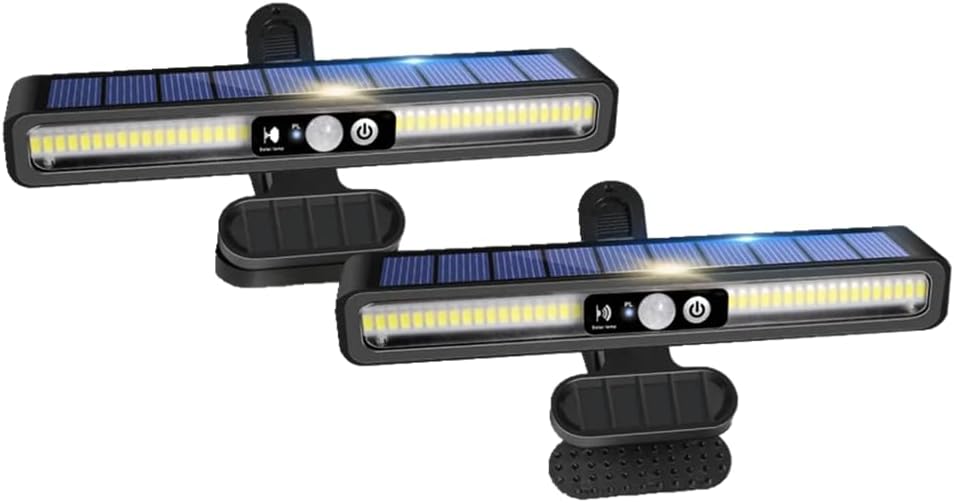 Solar Wall Lights Outdoor, Waterproof Street Lamp Dusk to Dawn, Clip Lamp Wall Hanging Solar Light for Home Outdoor Garden (2 Packs)