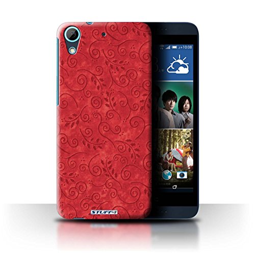 STUFF4 Phone Case / Cover for HTC Desire 626 / Red Design / Swirl Leaf Pattern Collection
