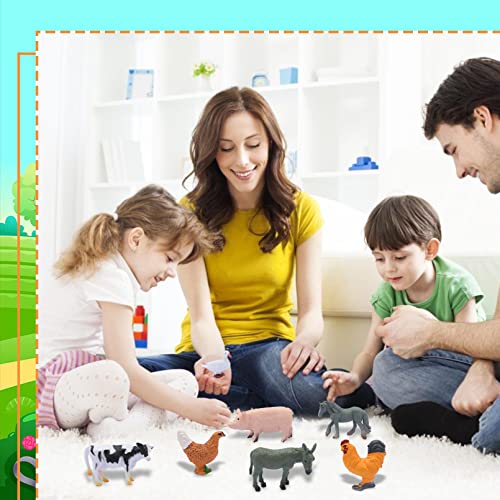 12 Miniature Farm Animal Figures - Realistic Educational Toys for Kids and Toddlers