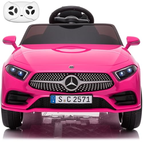 FXIONA Kids Electric Cars for Toddler Ride On with Parent Remote Control Vehicles for Girl and Boy Ride in 12V Battery Power 4 Wheels Mercedes Benz Big Toys Baby Toddler Car Music Light 3 Speed(Pink)