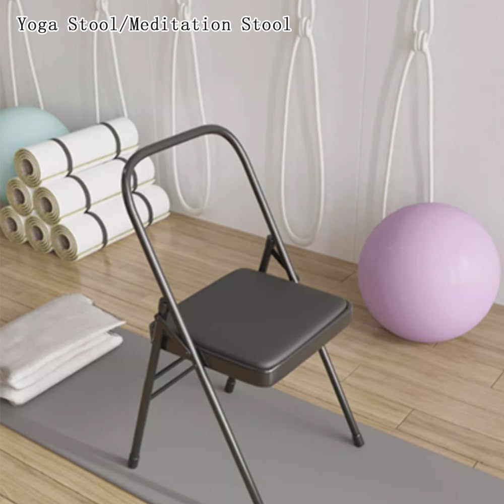 Chaise De Yoga Pliante, Chaise Auxiliaire Iyengar De Surface PU, Chaise Auxiliaire pour Étirement Et Rotation, Chaise De Yoga Pilates, Robuste Et Antidérapant(Blue)
