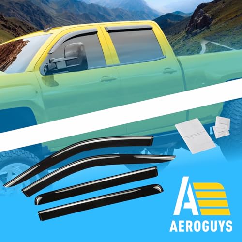 Extra Durable Window Deflectors Tape-On Window Visors Rain Guards Fit for Chevrolet (Chevy) Silverado 1500 2014-2018 Crew Cab, Sun Visors, Wind Vent for Shades, Exterior Car Accessories - 4pcs. AG0867 by AEROGUYS - Image 8