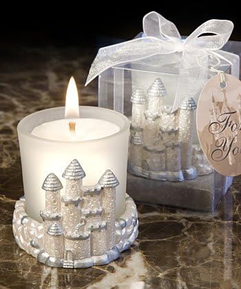 Pack of 6 Enchanted Castle Wedding Favour Candles / Guest Gift