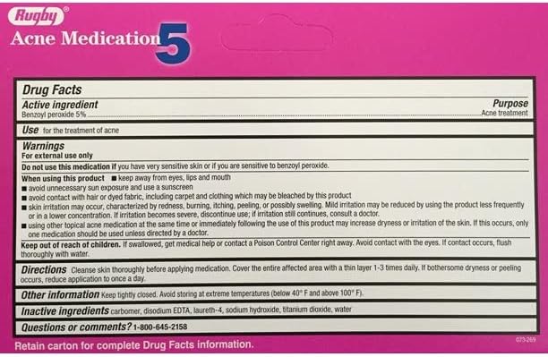 Miniatura 3 de Rugby - Gel de peróxido de benzoilo para el acné, 5% 1.5 onzas (paquete de 4)