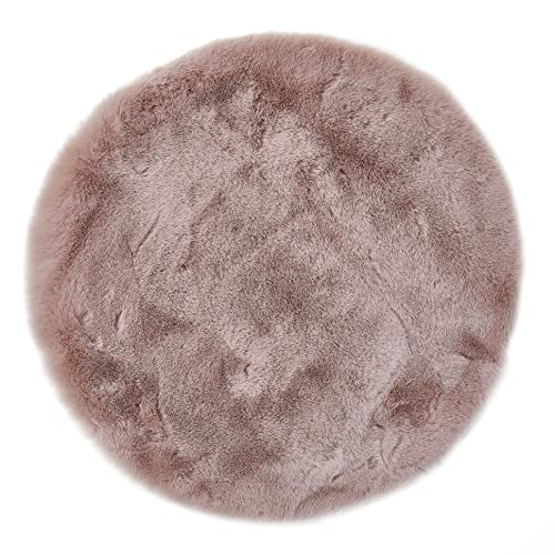 andiamo Sitzkissen Cingoli - Kunstfell Stuhlauflage als Deko Wohnzimmer oder Stuhlkissen - gemütliches Sitzkissen Stuhl Dekokissen ⌀ 40 cm rund 4er Set Altrosa