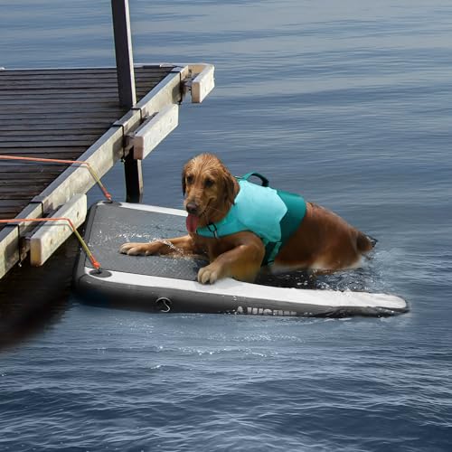AWSUM Rampa de água inflável para cães Rampas flutuantes para cães de até 81 kg Cão na escada de águ