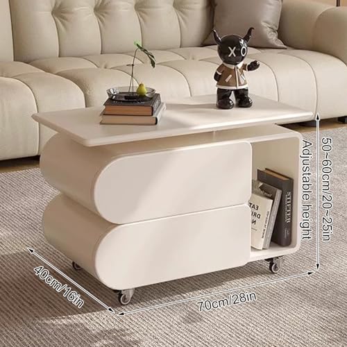 Table basse relevable blanche au design épuré et finitions soignées