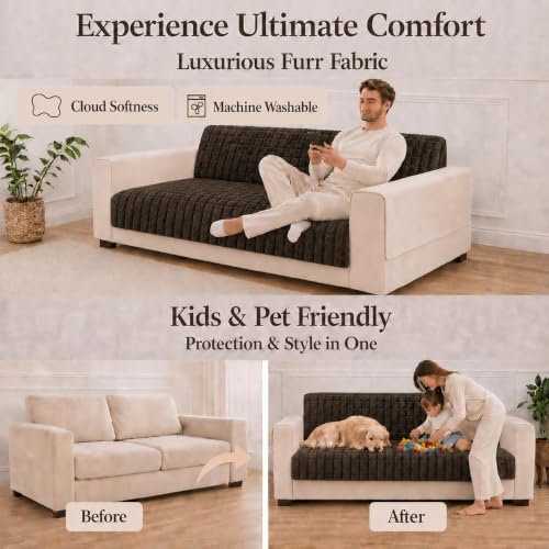 Image of STITCHNEST 'Haven Soft Series' 1 Seater Sofa Cover | Full Coverage Sofa Cover| Premium Velvet Fabric, Washable & Durable Furniture Cover for Modern Living Rooms