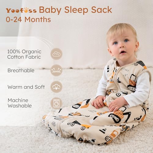 Image of Yoofoss Baby Sleep Sack 18-24 Months, 1.5 Tog Baby Wearable Blanket with 2-Way Zipper, 100% Cotton Organic Fabric Winter Infant Sleeping Sack, Warm Soft Comfy