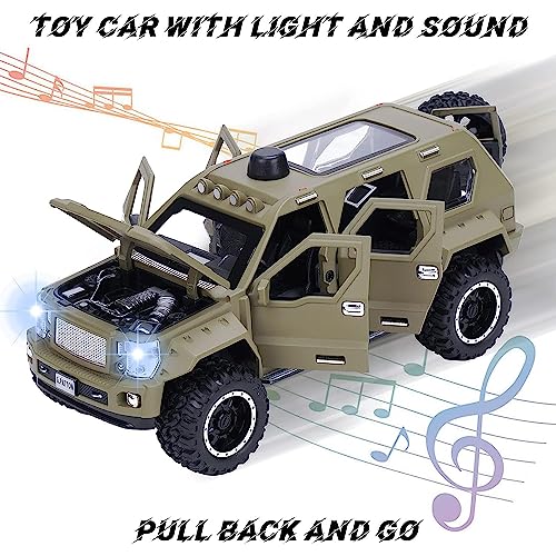 Image of DEUSON ECOM 1:24 Scale G Patton Military Toy Car for Kids Die Cast Metal Car with Light Sound Pullback Openable Door