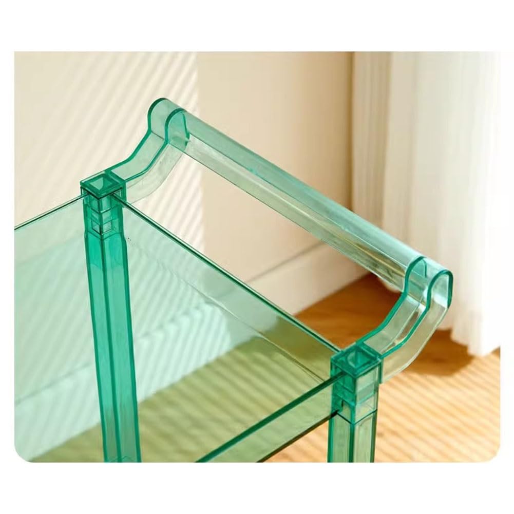 Carrito de salón con almacenamiento acrílico y ruedas, carrito de peluquería multiusos para esteticistas, organizador de 3 niveles, color verde