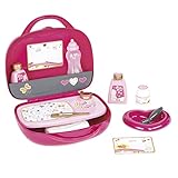 Incluye: 2 botellas de gel y champú, 1 bote de polvos de talco, 1 plato con forma de corazón, 1 cucharilla, 1 termómetro, 1 pulsera, 1 cambiador, 1 pañal, 1 biberón y 2 cartas