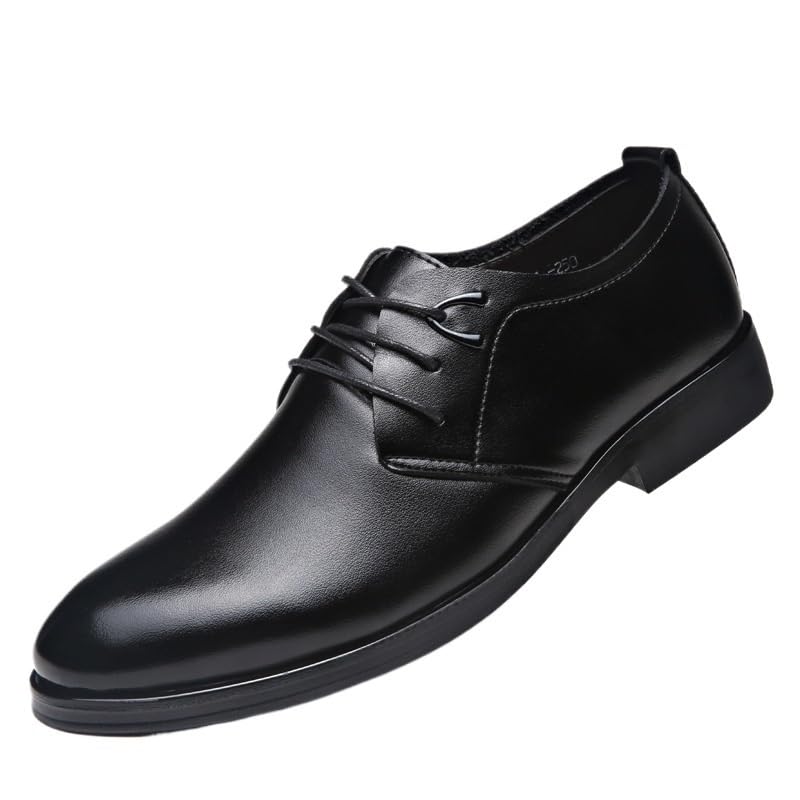 British Style Black Round Toe Lace Up Mens Oxfords Versatile Business Dress Leather Shoes