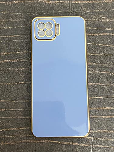 Image of Apurb Store for Oppo A54 Plating Square Gold Frame Phone Case Luxury Soft Silicone Back Cover (for Oppo A54, Blue)