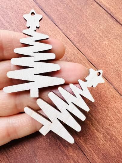12 Pieces (Many Size Options) Smooth Unfinished Wood Xmas Tree Zig Zag Laser Cutout Dangle Earring Jewelry Blanks Charms Ornaments Shape Crafts Made in Texas