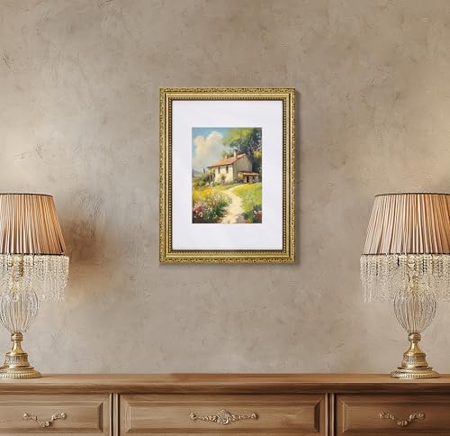 Image of eletecpro 9x12 Vintage Picture Frame, Glass Cover, Gold, 2-Pack | Display Photo 6x8 with Mat or 9x12 without, Horizontal or Vertical, Tabletop or Wall Decor