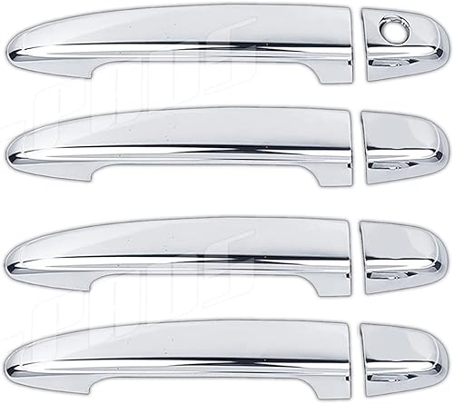 Compatible con (simplemente superponer pegar, no para reemplazo de encaje) 4 cubiertas cromadas para manija de puerta para Toyota 4RUNNER 2005-2008