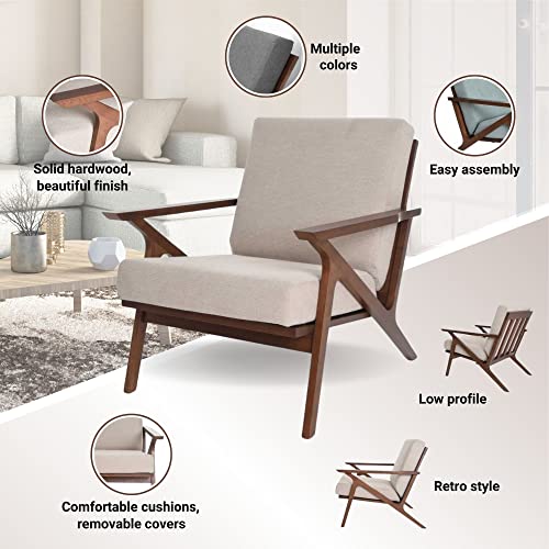 Mid Century Modern Armchair Solid Hardwood Upholstered Accent Chair #TOP1