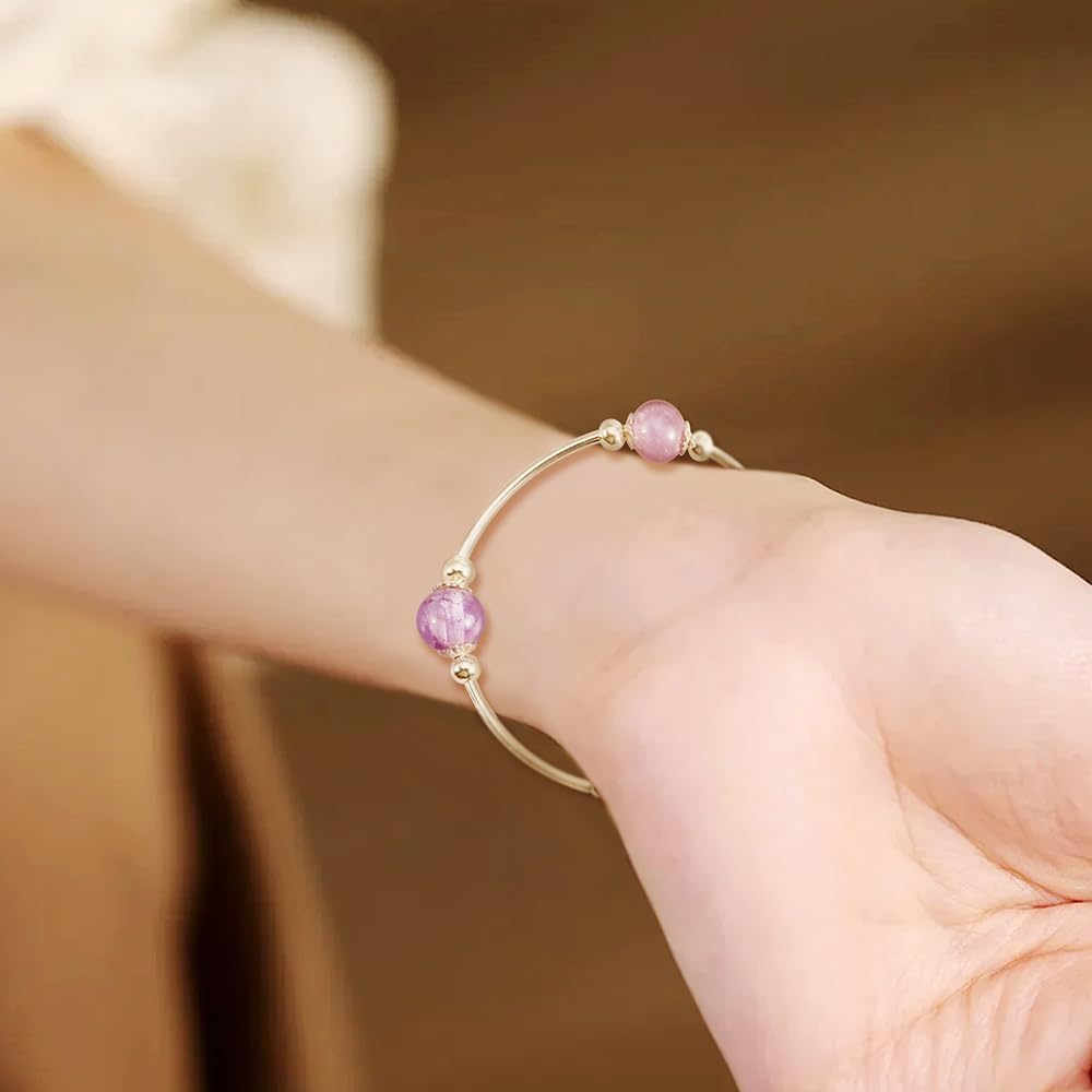 J&C DIY IMAGE 925 Sterling Silver Blessing Bracelets for Women,8mm Purple Crystal Charm Trendy Bracelets,Mother's Day Jewelrys Gift for Lover - Image 4