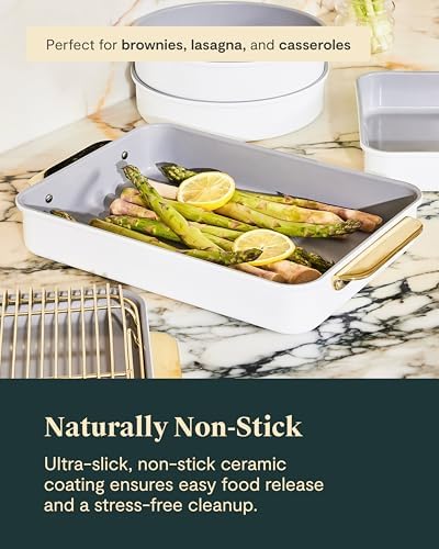 Caraway Nonstick Rectangle Baking Pan Set – 2x 9" x 6.5" & 1x 9" x 13" - Non-Toxic, PTFE & PFOA Free – Aluminized Steel Core – Deep Ceramic Baking Pan for Casseroles, Lasagna & More - Gray - Thumbnail 4