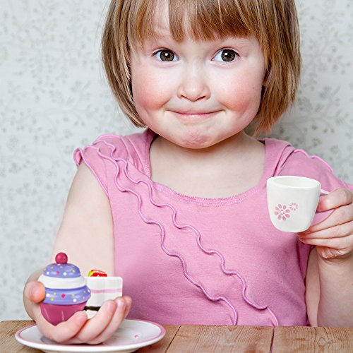 Imagination Generation Cupcake and Mini Cake Petit Four Set (9pcs.) Wood Eats! Delectable Desserts Wooden Pretend Play Foods | Imaginative Play Kitchen Toy Accessories in Box - Thumbnail 4