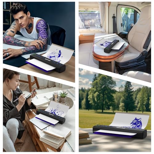 NEWYES Tattoo Stencil Printer Wireless Portable Tattoo Printer Kit Thermal Tattoo Machine for Tattoo Artists & Beginners, Matte Effect Clear Printing, Compatible with Mobile Phone, Pad, PC