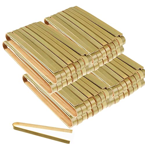 200 Pack Mini Bamboo Tongs 4 Inch Long Toast Tongs Disposable Wooden Tongs Toast Catering Buffet Tongs For Toast Bread Pickles Tea Home Use #TOP8