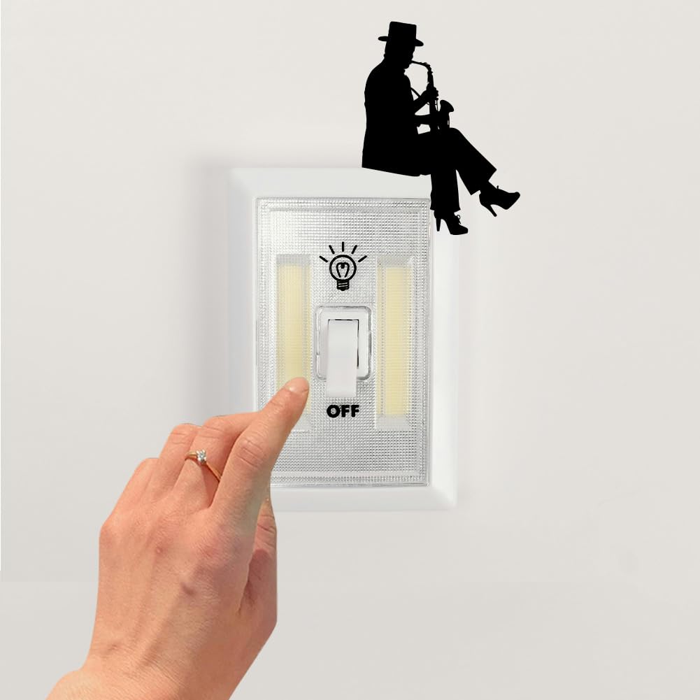 AHANDMAKER 6 Tipi Di Sagoma Musicista, Adesivi Creativi Interruttori, Adesivi Da Parete Con Silhouette Di Un Uomo E Una Donna, Musicista Seduta, Interruttore Luce Adesivi Per La Musica