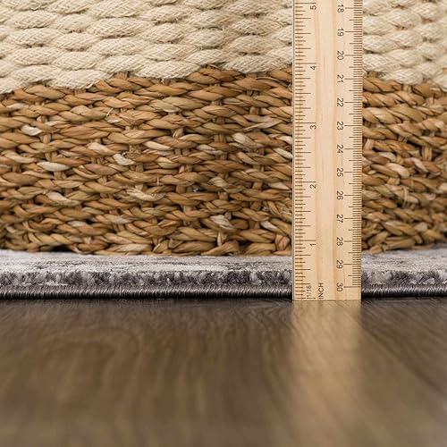 Image of Hauteloom Kismet Boho Vintage Traditional Damask Area Rug - Farmhouse Traditional Floral Medallion Carpet for Living Room, Bedroom, Dining Room - Black, Tan, Gray, Brown, Beige 6'7 inch x 9' (6x9)