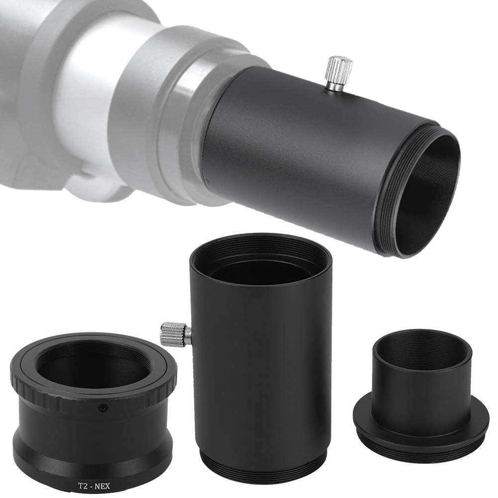 1.25 Inch T Adapter, T2 Ring Adapter with Extension Tube for E Mount Telescopes, Microscopes
