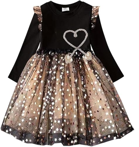 Robe en tulle pour fille manches longues vêtement de cérémonie brillant